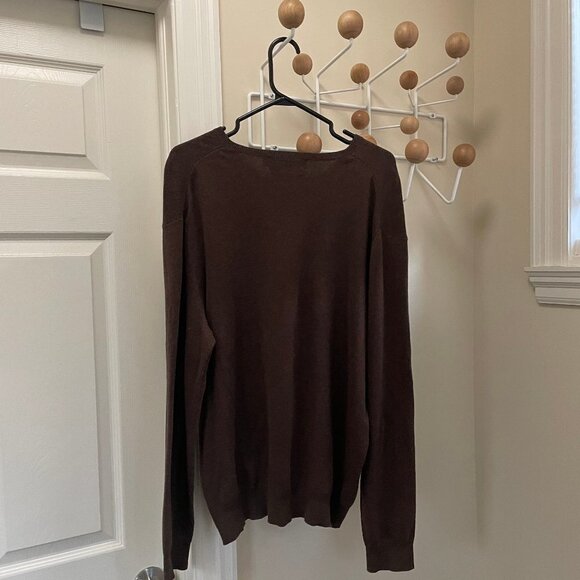 RALPH Lauren 100% Pima Cotton V-Neck Pullover - Brown - XL - Picture 2 of 6